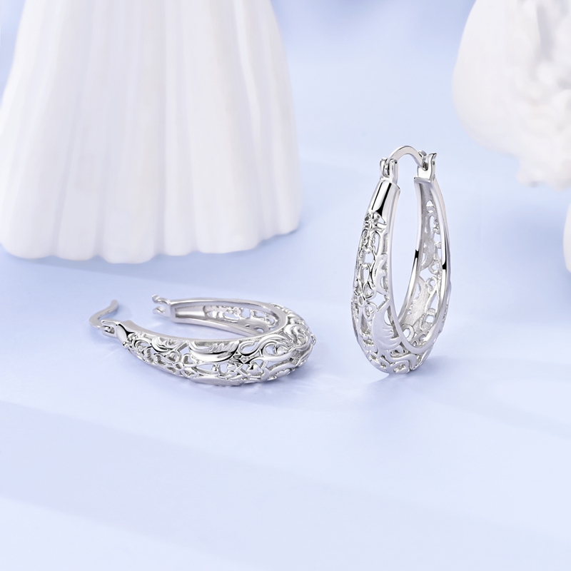 Mula 925 Sterling Silver Filigree Hoop Earrings photo 6