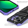 thumbnail image 6 of Heavy Duty Case for iPhone 14 Pro Max Rugged PC Armor Credit Card Slot Holder Kickstand Bracket Cover, Military Grade Dual-Layers Shockproof Anti-Scratches Lens Protection Case, Purple, 6 of 9