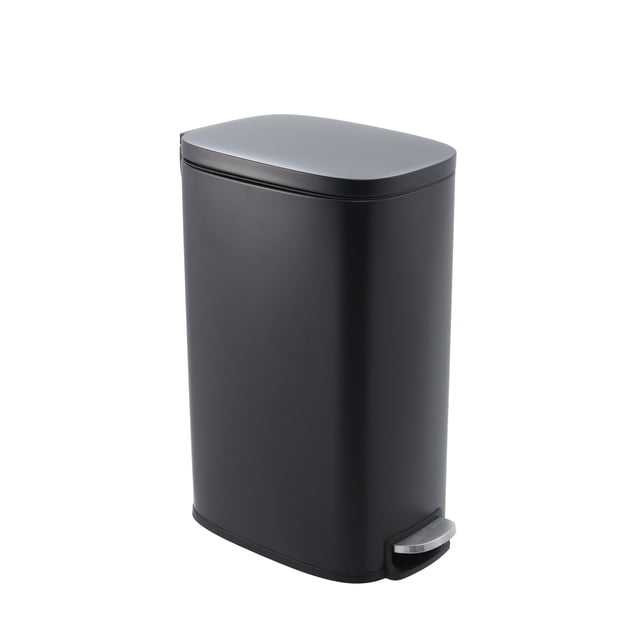 Slim Kitchen Trash Can 13 Gal – Stainless Steel Step Can with Soft-Close Lid & Removable Inner Bucket – Narrow Garbage Bin for Bathroom, Living Room & Office – Silver