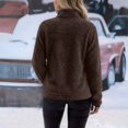 thumbnail image 2 of JUUNthy Women Fleece Jacket, Zip Up Soft Fuzzy Stand Collar Winter Warm Outerwear Coat with Pockets Brown L, 2 of 16