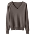 thumbnail image 2 of GiLiling Girls Sweaters Lightweight Cute V Neck Soft Knit Pullovers Teens Casual Loose Spring Long Sleeve Tops for Kids Girls (Coffee, 10-11 Years), 2 of 8