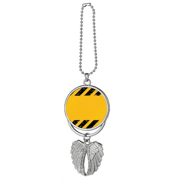 Logo Black And Yellow Strips Car Leading Line Silver Wing Car Pendant Decoration
