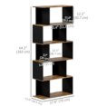 thumbnail image 3 of HOMCOM 5-Tier Bookshelf, Narrow S Shaped Bookcase, Rustic Brown, 3 of 10