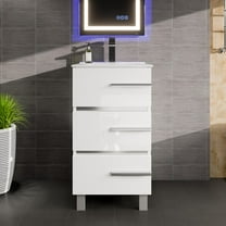 Eviva Deluxe 20"W x 18"D White Freestanding Bathroom Vanity with White Porcelain Integrated Sink