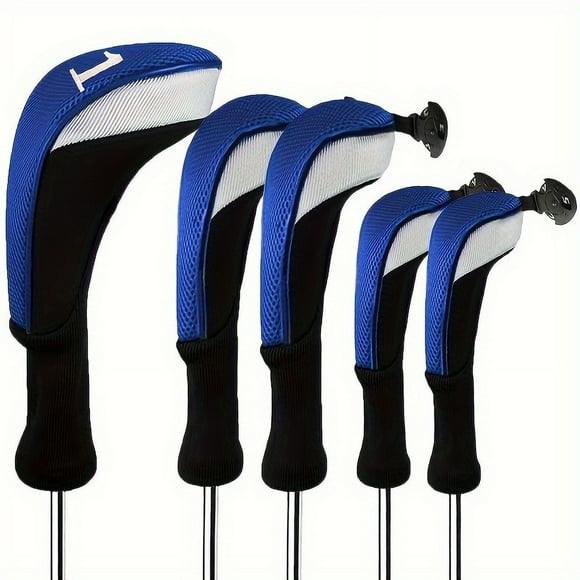 5 Piece Golf Club Head Covers for Woods Long Head Covers, Fairway Woods with Interchangeable Numbered Labels Novelty and Durable Fit for Woods Clubs