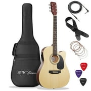 Jameson 41-Inch Full-Size Acoustic Electric Guitar with Thinline Cutaway Design, Natural