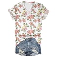 thumbnail image 3 of kingque Womens Floral Prints V Neck Short Sleeve T-Shirt Print Casual Tee Loose Shirts Tops 2XS-8XL, 3 of 5