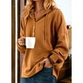 thumbnail image 6 of Vintageolid Color Longleeve Buttonedweatshirt,Soft Cotton Fleece Crewneck,Cotton Hooded Sweatshirt,Womens Oversized Hoodie, 6 of 6