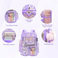 thumbnail image 4 of SANMADROLA Clear Backpack Heavy Duty Transparent Bookbag Teen Girlish Cute Bag Large Capacity See Through Backpacks Stadium Approved Daypack for Middle School College Sport/Travel, Purple Butterfly, 4 of 9