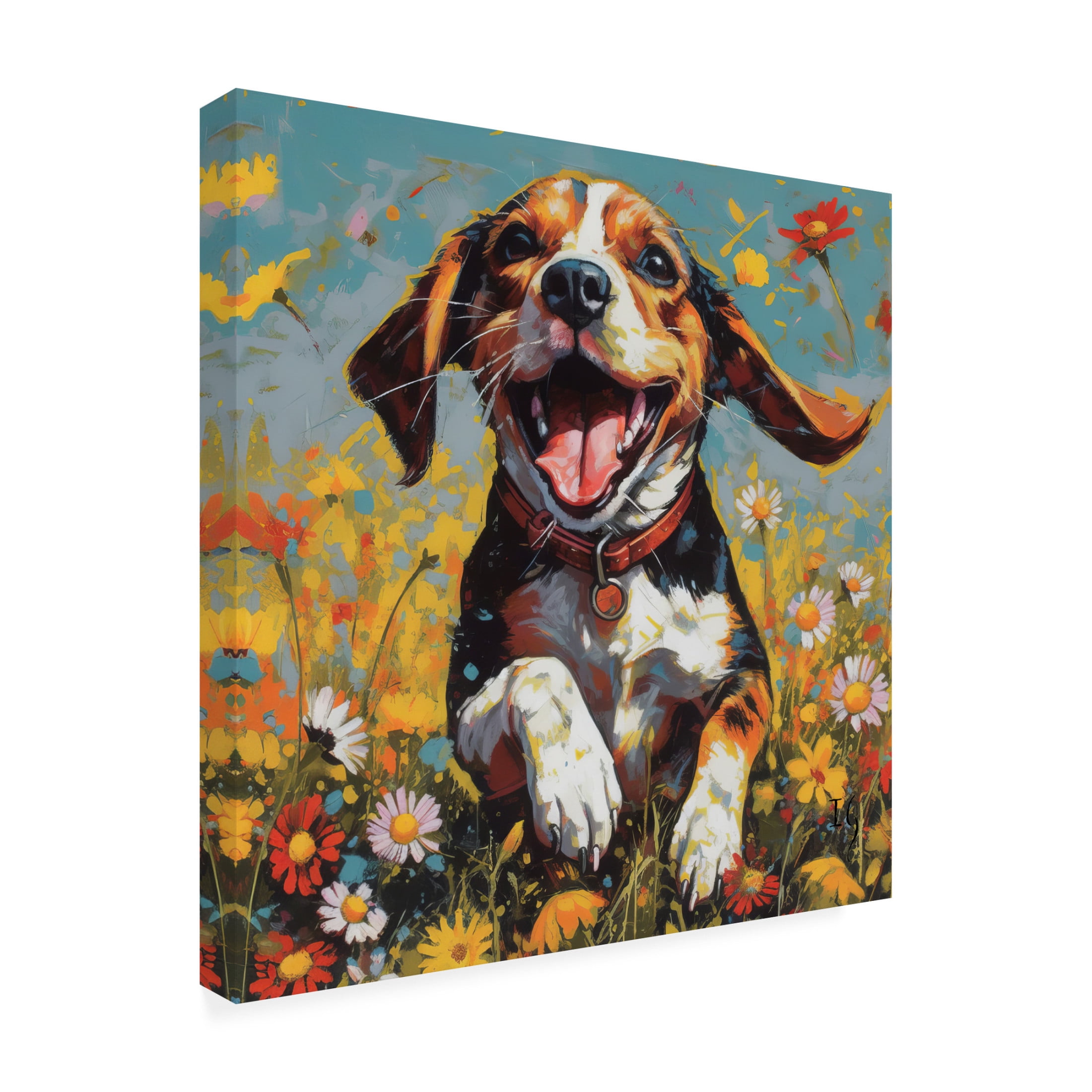 Canvas Wall Art - Ivan Guaderrama 'Daisy Field Frolic' Wall Art for Living Room, Bedroom, or Office Décor by Trademark Fine Art - 14 x 14 Inches
