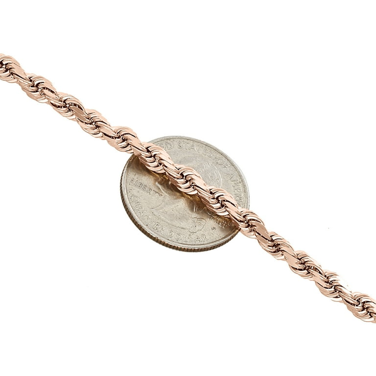 TGDJ 10K Solid Rose Gold 3mm Men's Diamond Cut Rope Chain Necklace 20 -  30 (20.0)