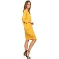 thumbnail image 2 of Women's Solid Casual Sexy Relax fit Dolman 3/4 Sleeve Side Draped Midi Dress, 2 of 5