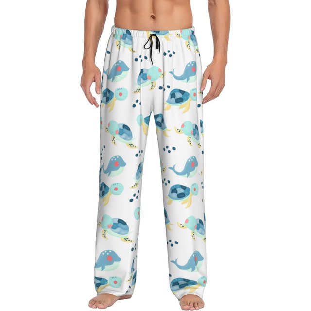 Balery Sea Turtle Pantalones de pijama para hombre, pijama ultraligero, pantalón de descanso-X-Large