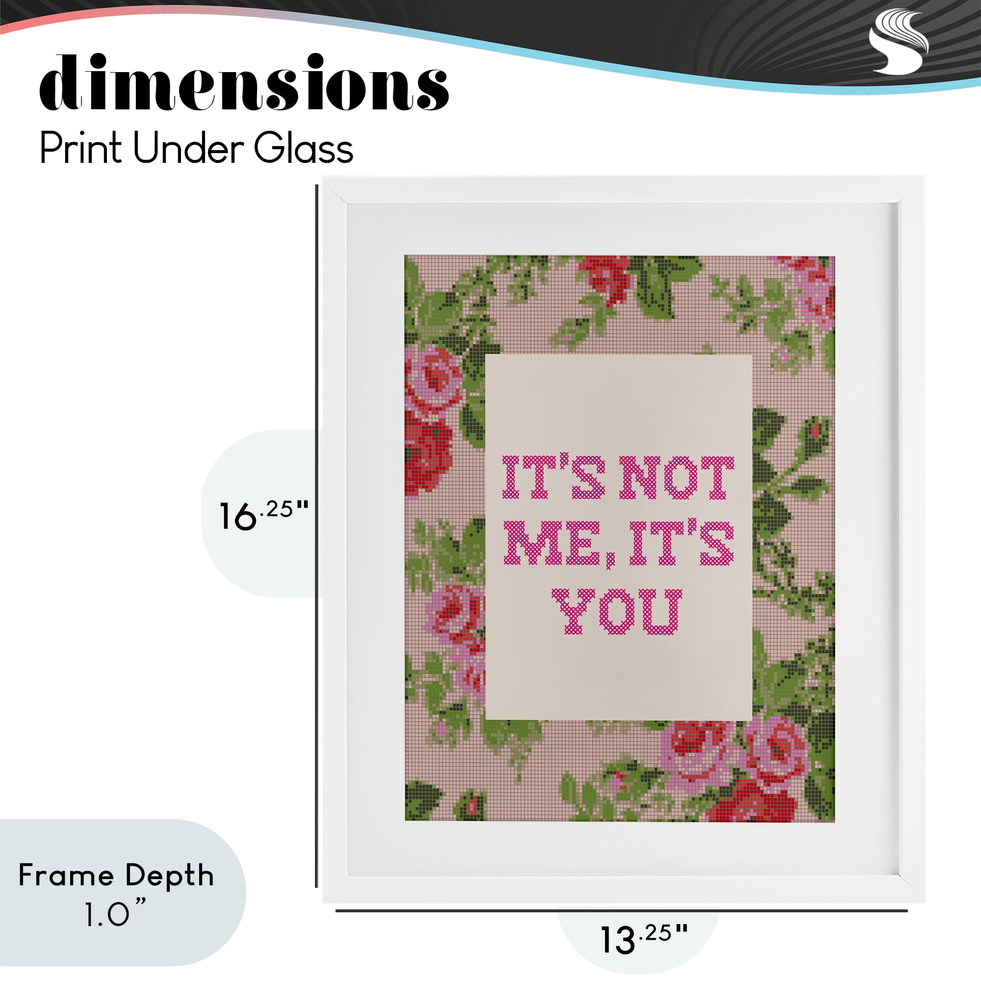 Stupell Industries Not Me It's You Faux Cross Stitch White Framed Print Under Glass, design by Lil' Rue