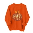 thumbnail image 3 of Fall Sweatshirts for Women Pumpkin Print Halloween/Thanksgiving Holiday Tops Crewneck Long Sleeve Pullover (S, Orange|Pumpkin), 3 of 7