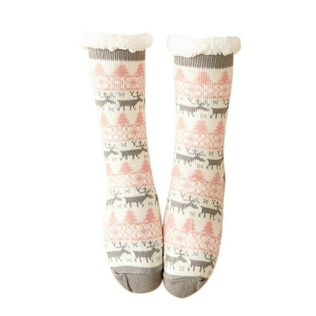 

DNDKILG Thick Thermal Compression Crew Socks for Women Causal Soft Fleece Lined Warm Winter Socks White one size
