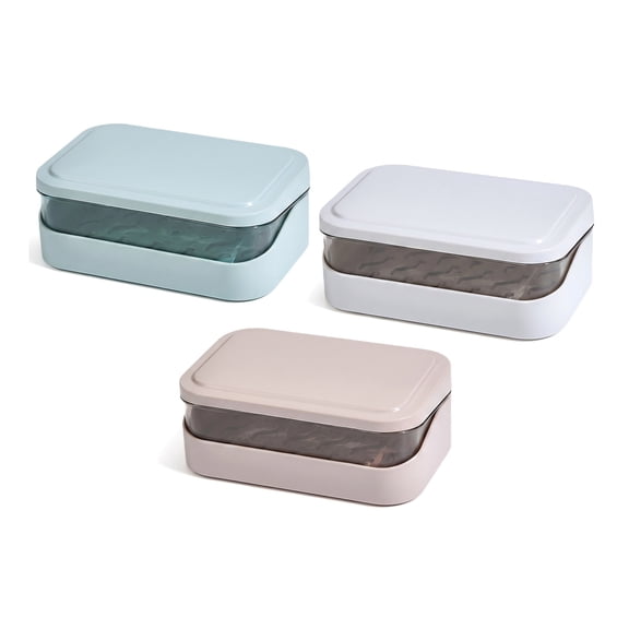 3Pcs Soap Container(Blue,Pink,White), Travel Soap Dish with Lid & Drainage, Portable Bar/Shampoo Soap Holder for Bathroom, Camping, Gym