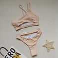 thumbnail image 2 of Swimsuits for Women,Women's Bikini Solid Set Swimsuit Two Piece Filled Soild Swimwear Beachwear Beige M, 2 of 3