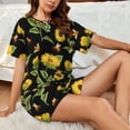 thumbnail image 4 of Wukai Bees and Sunflowers Women's Pajama Set,Short-Sleeve Top and Shorts with Elastic Waistband and Pockets for Loungewear, Yoga, and Casual Wear-X-Large, 4 of 8
