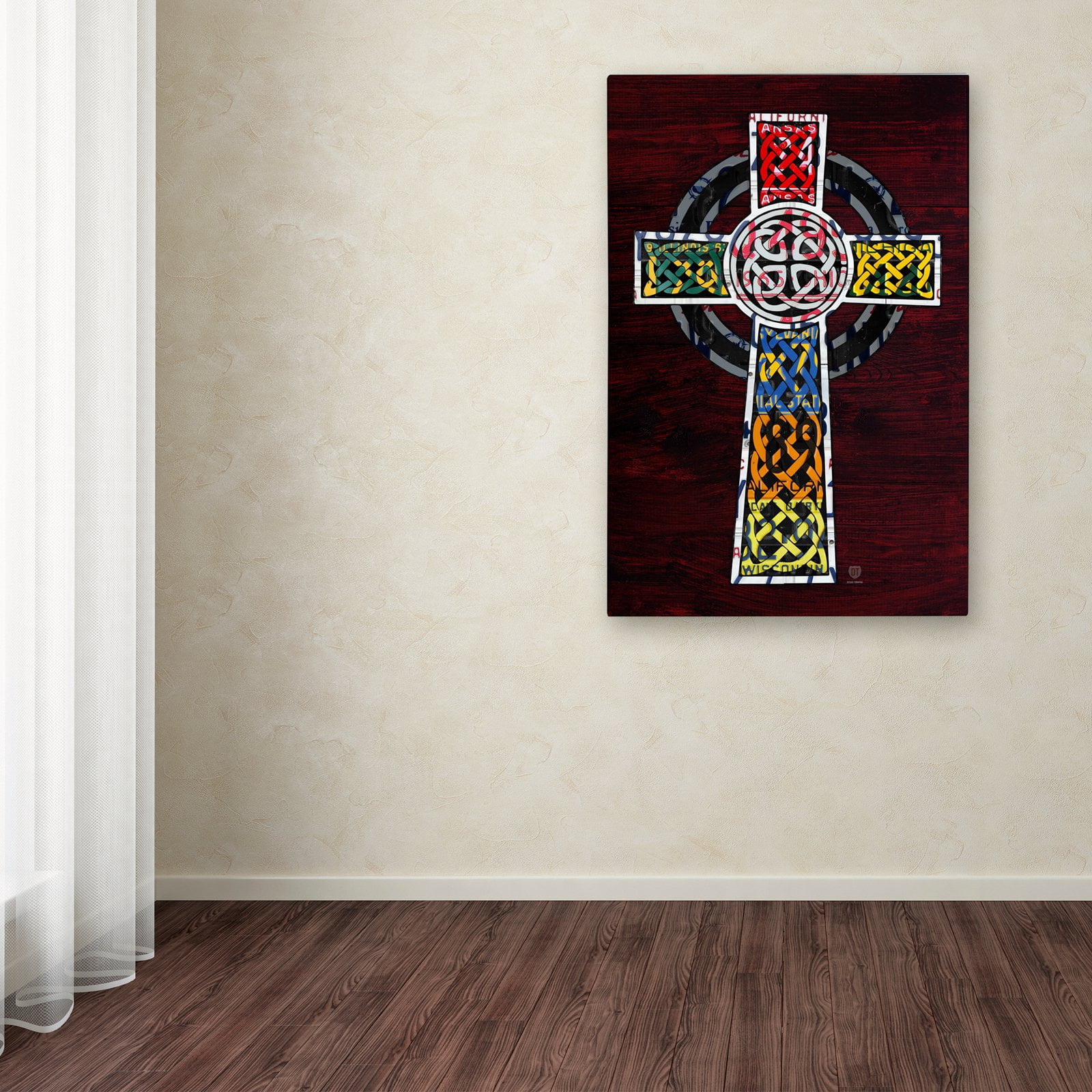 Trademark Fine Art 'Celtic Cross' Canvas Art by Design Turnpike, White Matte, Black Frame