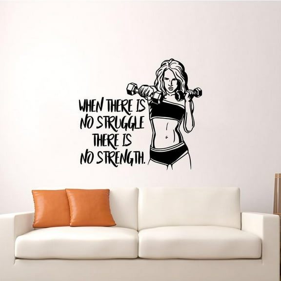 When There Is No Struggle There Is No Strength - Exercise Workout Quotes Fitness Quote Motivation Vinyl Wall Art Sticker Decal Home Gym Workout Area Fitness Sticker Decoration Size (18x20 inch)