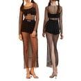 thumbnail image 1 of SUNSIOM Robe de Bikini en Maille Transparente pour Femmes, Manches Longues, avec Décoration de Perles, Maillot de Bain, 1 of 8