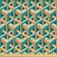 thumbnail image 2 of Ambesonne Geometric Fabric by the Yard Upholstery, Eye Illusion Cube 3D Art, 5 Yards, Pale Mustard and Teal, 2 of 5