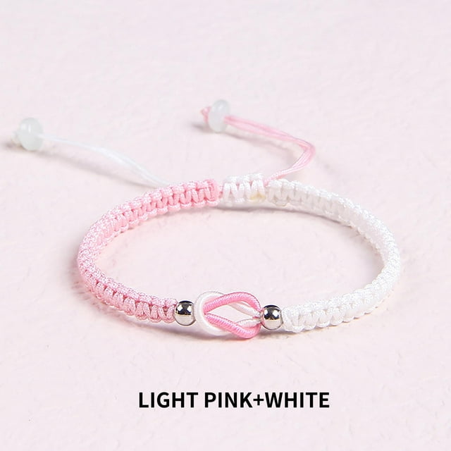 Fiudx Pulsera de Amor, Cuerda de Cuentas de Plata Tejida a Mano, Pulsera de Nudos Ajustables, Regal Simbólico de Amor, Regal de Aniversario de Cumpleaños, Gesto Romántico, Cómodo de Llevar.