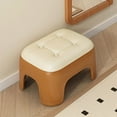 thumbnail image 4 of Hohaski Plastic Small Stool for Living Room & Bathroom, Thickened Stackable Short Seat, Faux Leather Square Foot Rest, 4 of 6