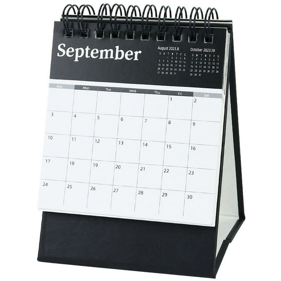 UPOUART 1Set Paper Black Desktop Calendar for Teachers Home Office Delicate Standing Calendar