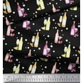 thumbnail image 3 of Soimoi Black Georgette Viscose Fabric Bottle & Wine Glass Bar Print Sewing Fabric Yard 44 Inch Wide, 3 of 3