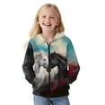 thumbnail image 4 of Chaqlin White Black Horse Print Fuzzy Pullover for Youth and Boys - girls Fuzzy Sweatshirts Comfy Casual Lightweight Hoodie for Daily Wear and Gym, 4 of 7