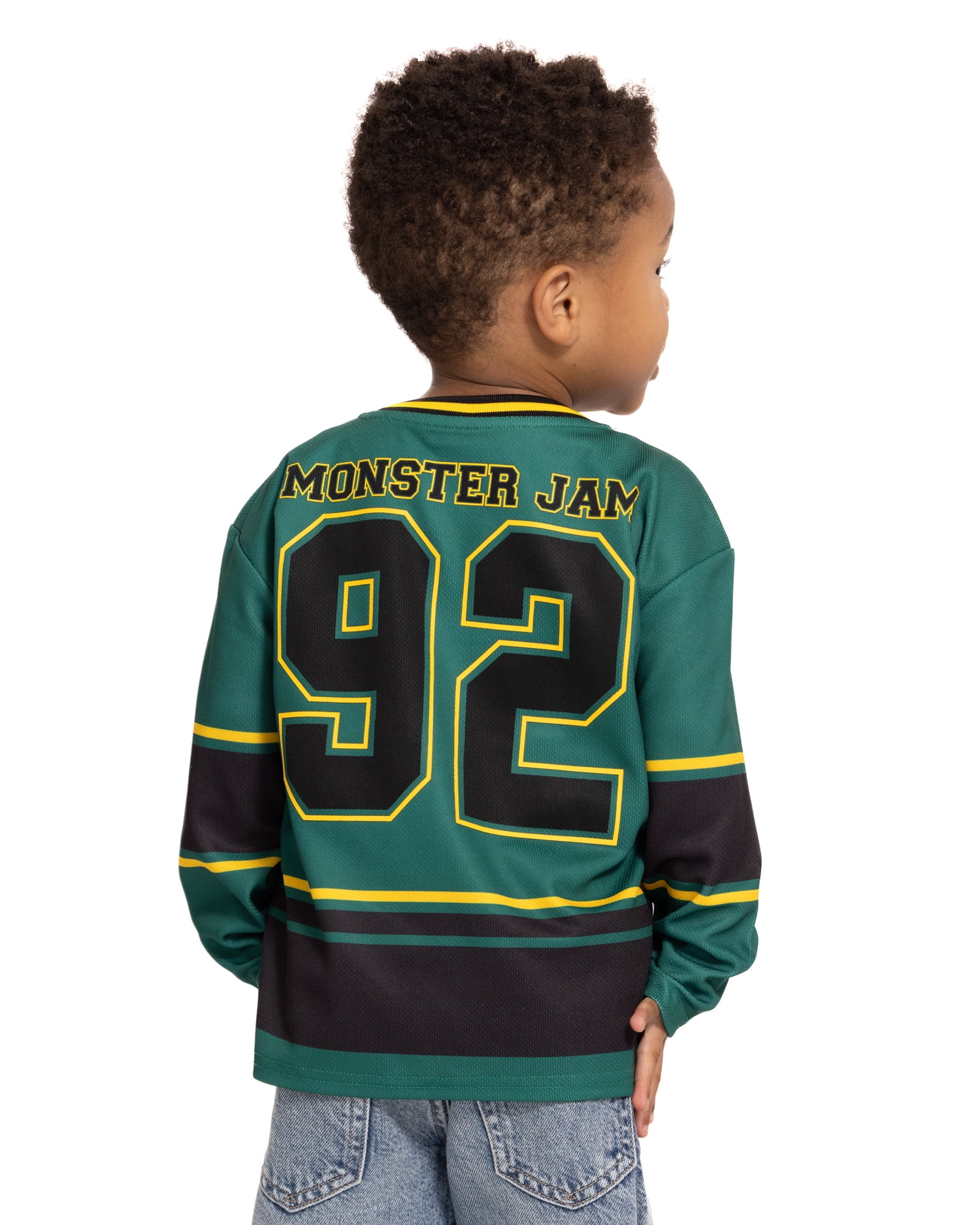 Monster Jam Toddler Boys Graphic Hockey Jersey with Long Sleeves, Sizes 12M-5T