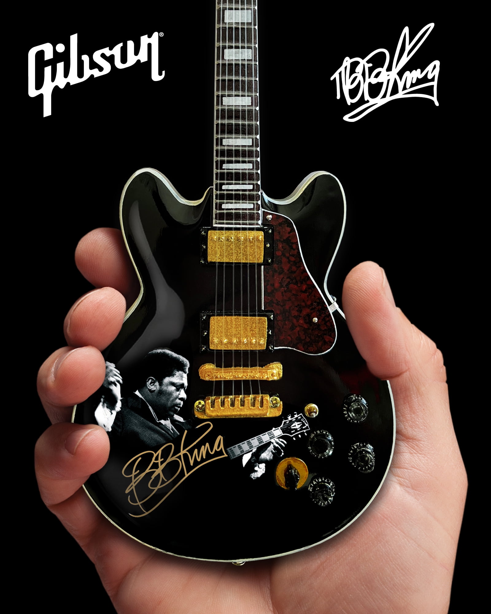 BB King Gibson Ebony ES-355 Lucille Tribute 10 Inch Miniature Guitar Replica