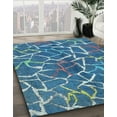thumbnail image 2 of Ahgly Company Indoor Round Abstract Blue Eyes Blue Abstract Area Rugs, 5' Round, 2 of 6