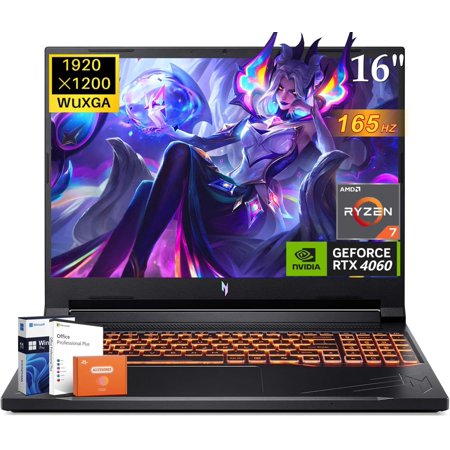 acer Nitro V16 Gaming Laptop, Microsoft Office 2024 Lifetime License, 16" WUXGA 165Hz, AMD Ryzen 7 8845HS Up to 5.10 GHz, GeForce RTX 4060, 32 GB DDR5 RAM, 1 TB SSD, Backlit Keyboard, Win 11 Pro