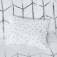 thumbnail image 3 of Ergode Metallic Printed Comforter Set - Geometric Pattern in Metallic Silver on White - Includes Comforter, Shams, and Decorative Pillows - Treatment - Wrinkle-Free Packaging, 3 of 5