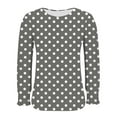 thumbnail image 4 of Miluxas Womens Casual Long Sleeve T-Shirts Round Neck Polka Dot Print Tops Trendy Loose Fit Blouses Gray L(L), 4 of 6
