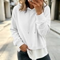 thumbnail image 2 of Gamivast False Two Piece Hoodies for Women Oversized Long Sleeve Sweatshirts Pullover Fall Trendy Hooded Pullover White XXL, 2 of 8