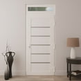 thumbnail image 4 of Front Exterior Prehung Metal-Plastic Door | Manux 8415 White Silk | Top Sidelite Transom | Office Commercial and Residential Doors Entrance Patio Garage 36 x 94 (W36x80+14) Left-hand, 4 of 5