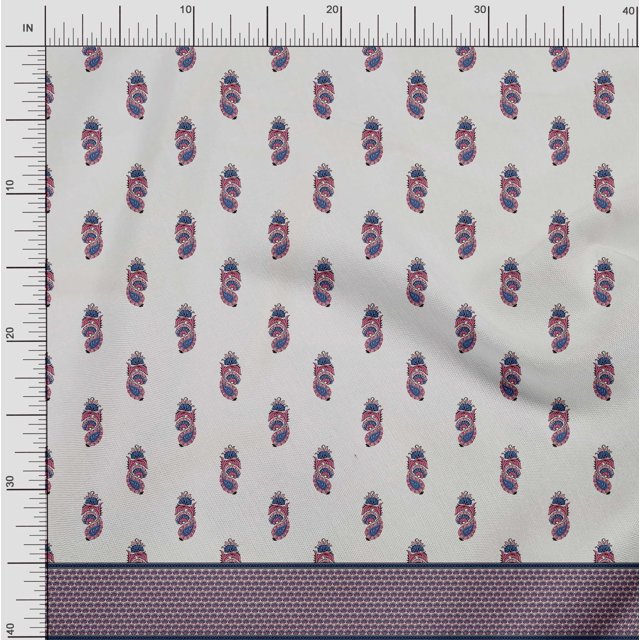 Soimoi Polyester Crepe Fabric Floral & Leaves Panel Printed Craft Fabric by The Yard 42 Inch Wide