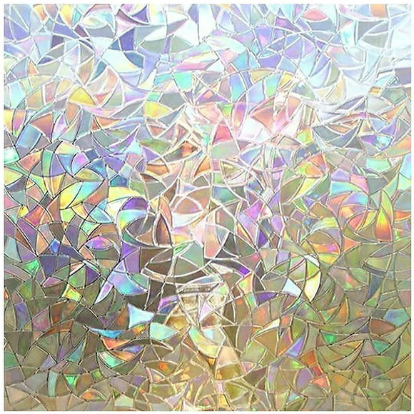 Window Privacy Film, Rainbow Window Clings, 3d Decorative Window Vinyl, Stained Glass Window Decals,18 X 78.7 Inches