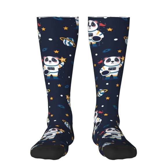 Cauagu Panda Astronaut Print Women's Men's Ankle Socks 1-pack Casual Athletic Socks for Unisex Adult Moisture-Wicking Socks for Daily Wear/Running/Sport