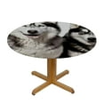thumbnail image 3 of JEUXUS  Black Cream White Waterproof Wipeable Table Cover Arctic Doggies Husky Round Table Cover Washable Tablecloths for Kitchen Picnic Party Alaskan Malamute Fits up Diameter Tables, 3 of 7