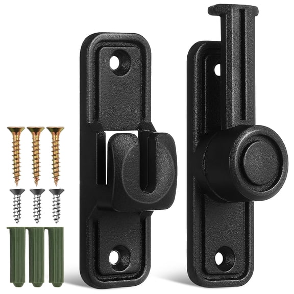 Masteelf  Gate Latches For Metal Gates Fence Bolt Lock Sliding Barn Door Portable Black