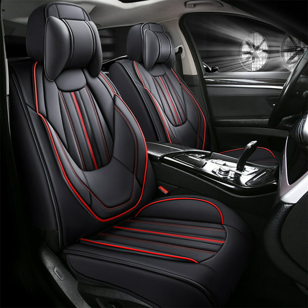 Otoez Car Seat Covers Luxury Leather 5 Seats Full Set Protector Universal For Auto Sedan Suv