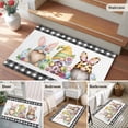 thumbnail image 6 of Rectangle Area Rug 2x3ft, Happy Easter Eggs Gnome Bunny Non-Slip Non-Shedding Floor Mat, Spring Flower Black Buffalo Washable Sturdy Carpet for Living Room Bedroom Home Decor, 6 of 9