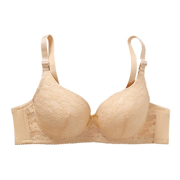 Npasoilc Underwire Lace Push-Up Bras for Women Breathable Adjustable Straps Full Coverage Solid Color Support Bra