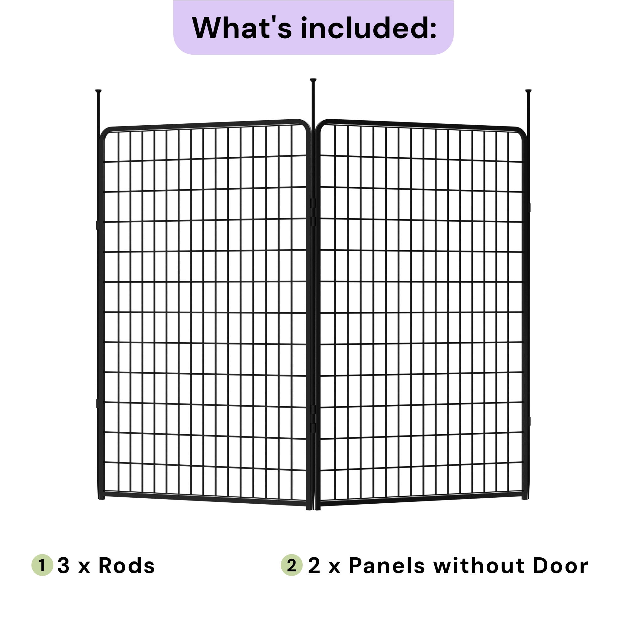 SunsGrove Dog Playpen,50 inch 2 Panels Heavy Duty Anti-Rust Pet Pen for Indoor, Courtyard, RV Camping for Large Dogs, Easy Insert into Soil, Black