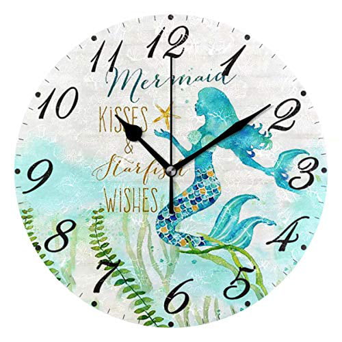 Cute Unicorn Silent Non Ticking Wall Clocks Battery Operated 12 Inch Farmhouse Clock for Living Room Bedroom Kitchen Bathroom Office Floral Unicorn Wall Clock
